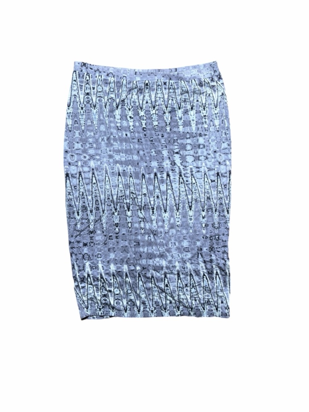 Soft, Light Material,  Light Blue and Gray Patterned Pencil Skirt